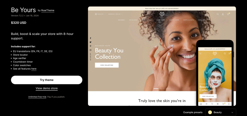 shopify theme named Be Yours